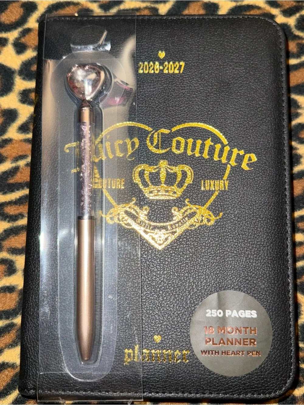 Brand New Juicy Couture Black & Gold 2026–2027 18 Month Planner with Crown Pen